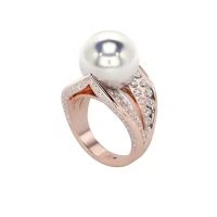 Nuit d'Orient ring White pearl in pink gold ref PR007.4 - Antonio Roccabella Jewellery